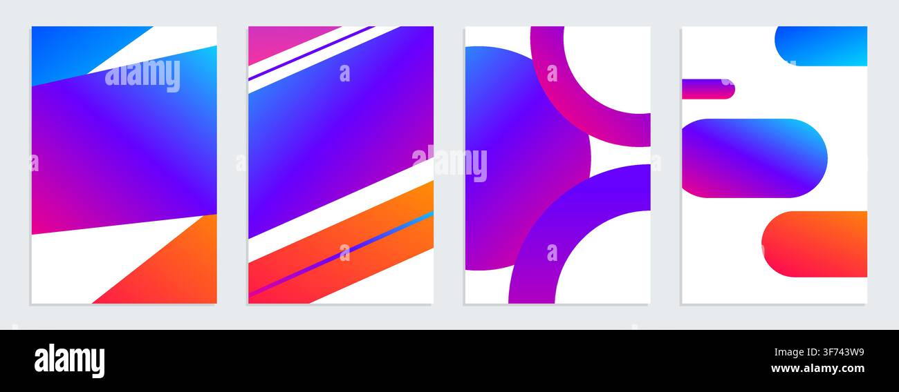 Abstract geometric shapes with vibrant gradients Stock Vector