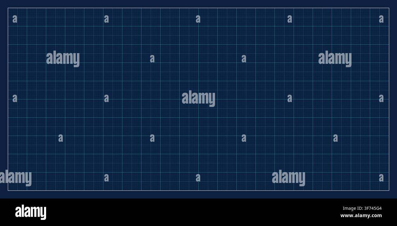 Dark blue blueprint background with a thin white grid line pattern for architectural or engineering projects Stock Vector