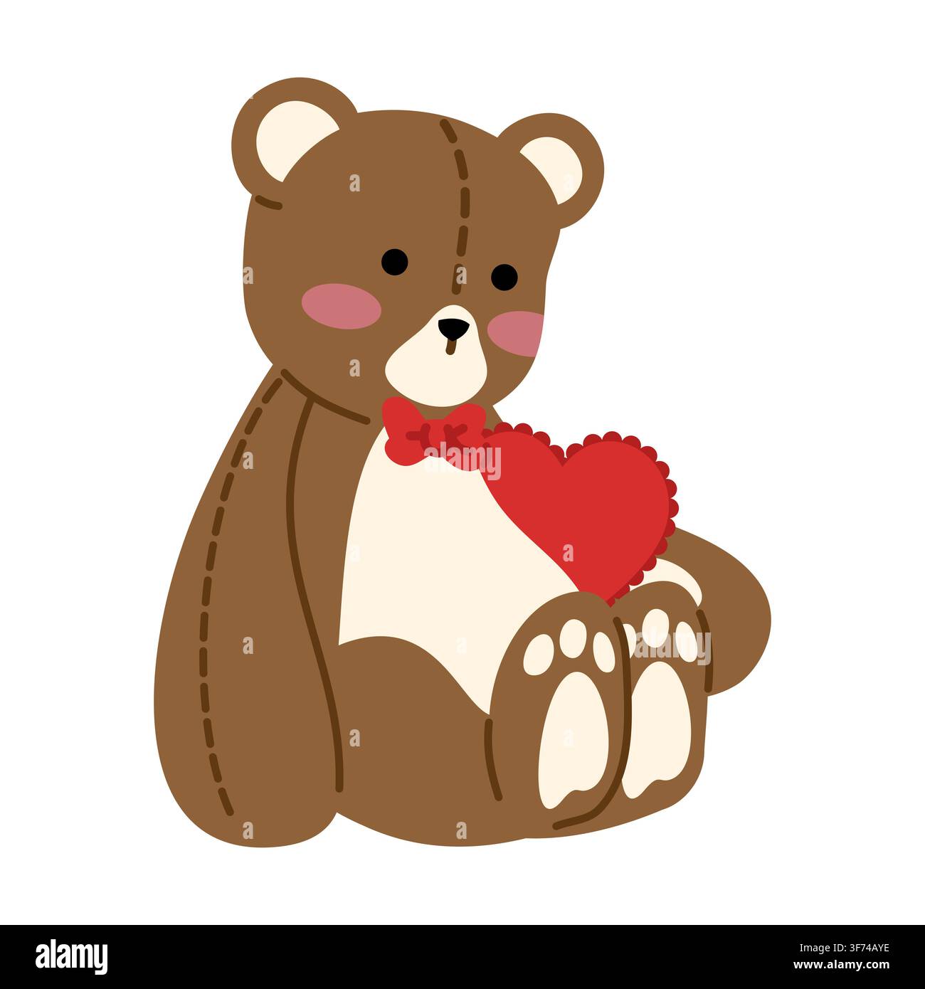 Cute Teddy Bear with Heart Stock Vector