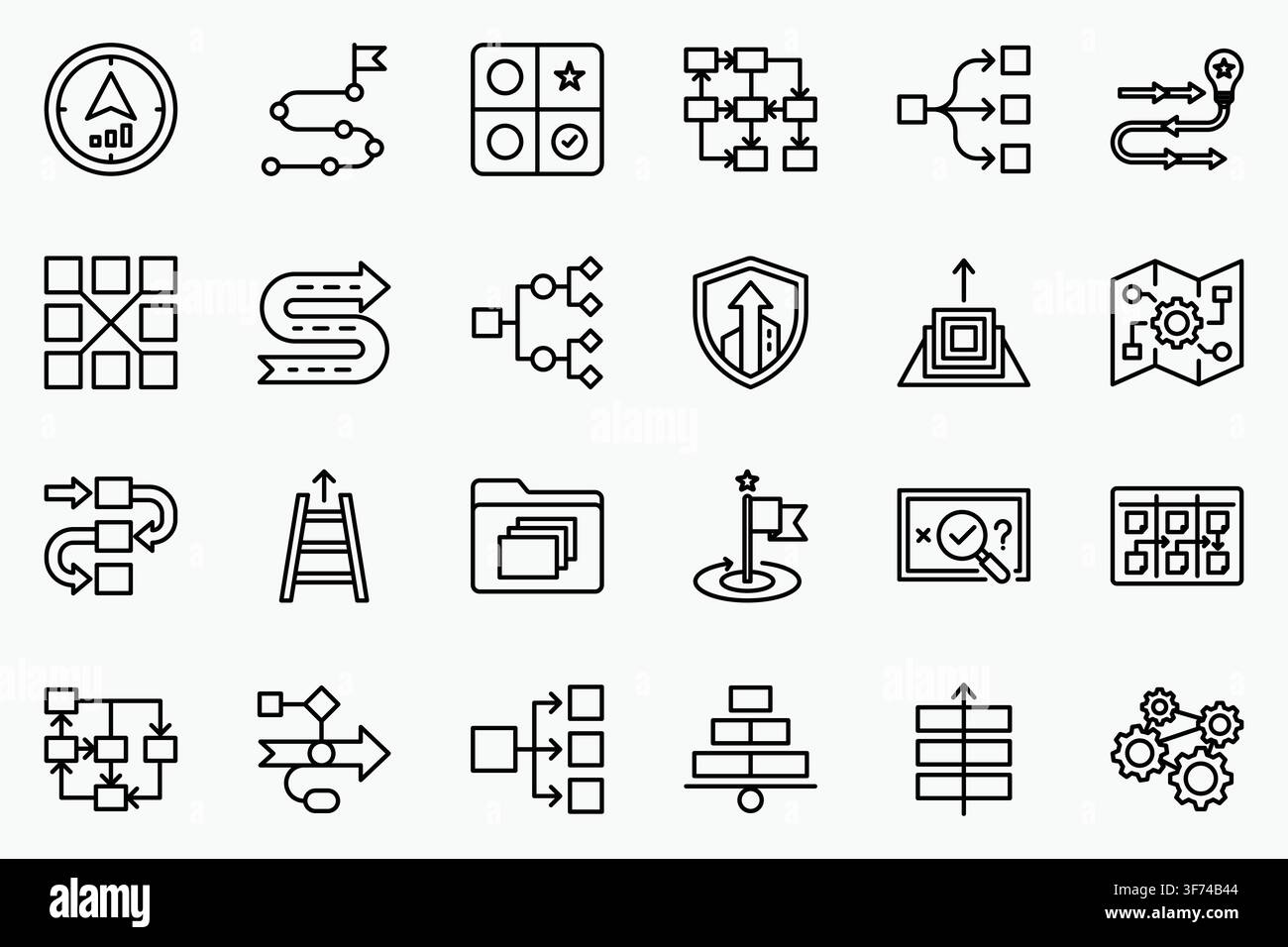 business strategy process line icons set vector roadmap symbols Stock Vector