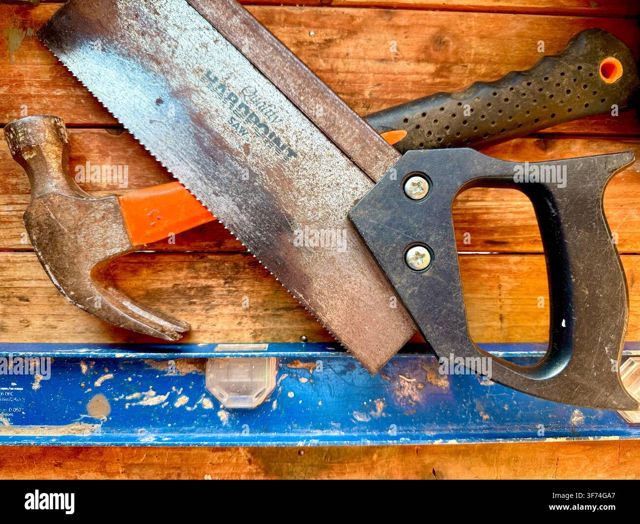 Hand tools on a workbench in a workshop in England, U.K. Stock Photo