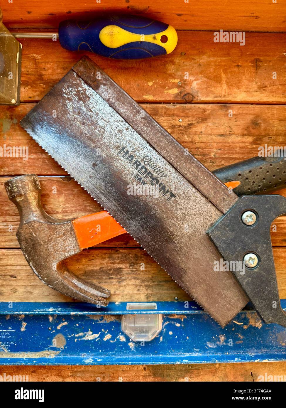 Hand tools on a workbench in a workshop in England, U.K. Stock Photo