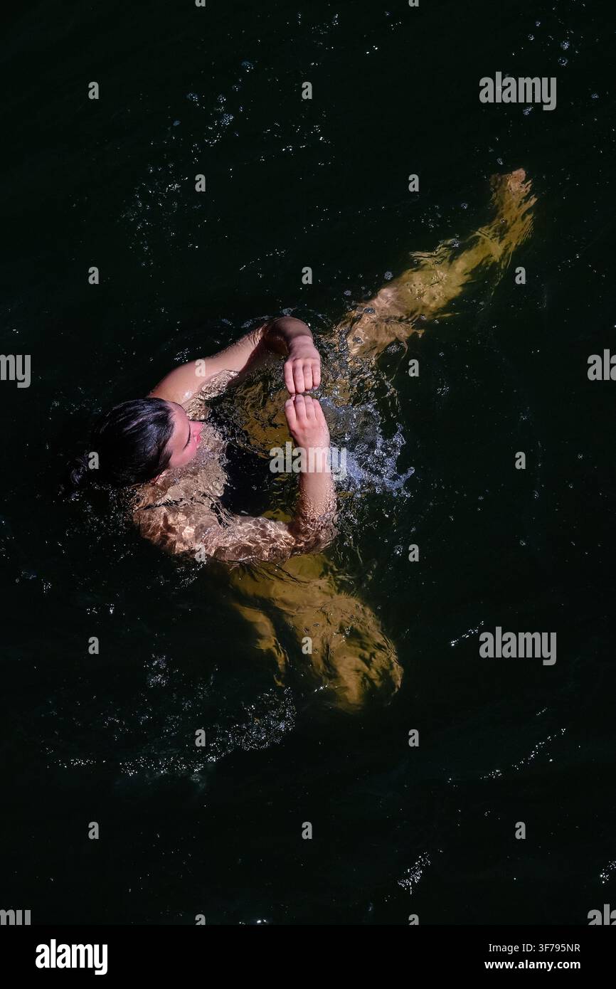 Paris, France. 08th Aug, 2026. Maike Elena Halbisch of Germany competes in the High Diving Women's 20m Final during the European Aquatics Championships at the River Seine in Paris (France), August 8, 2026. Credit: Insidefoto/Alamy Live News Stock Photo