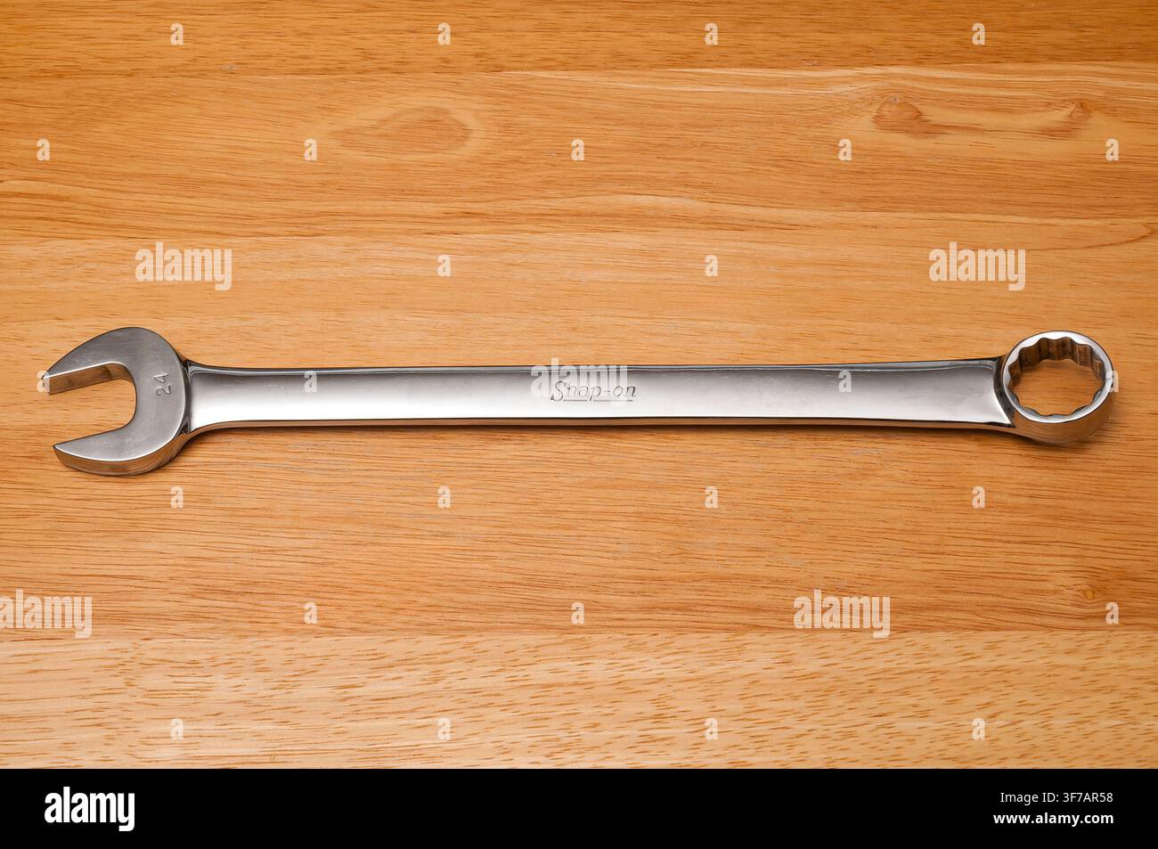 A used Snap-on 24mm Combination Wrench, obverse side. Stock Photo