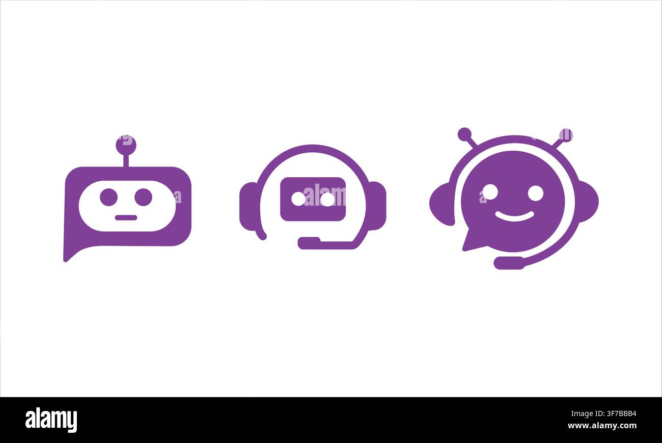 AI chatbot icon pack - modern virtual assistant Stock Vector