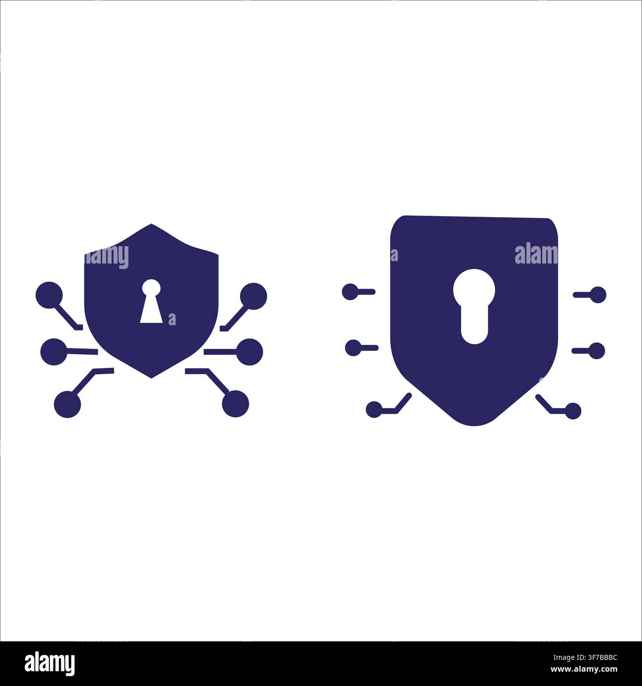 cyber security shield lock icon set -network protection vector collection Stock Vector