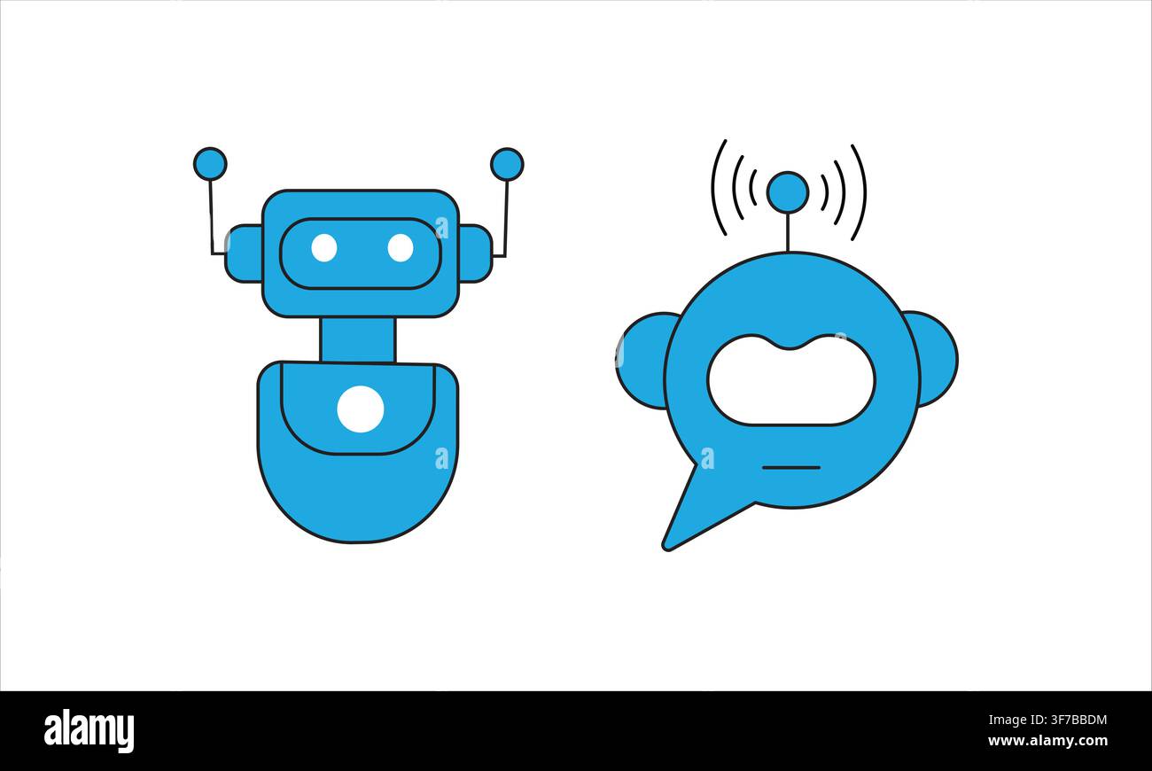 modern AI chatbot and robot assistance flat vector icon collection Stock Vector