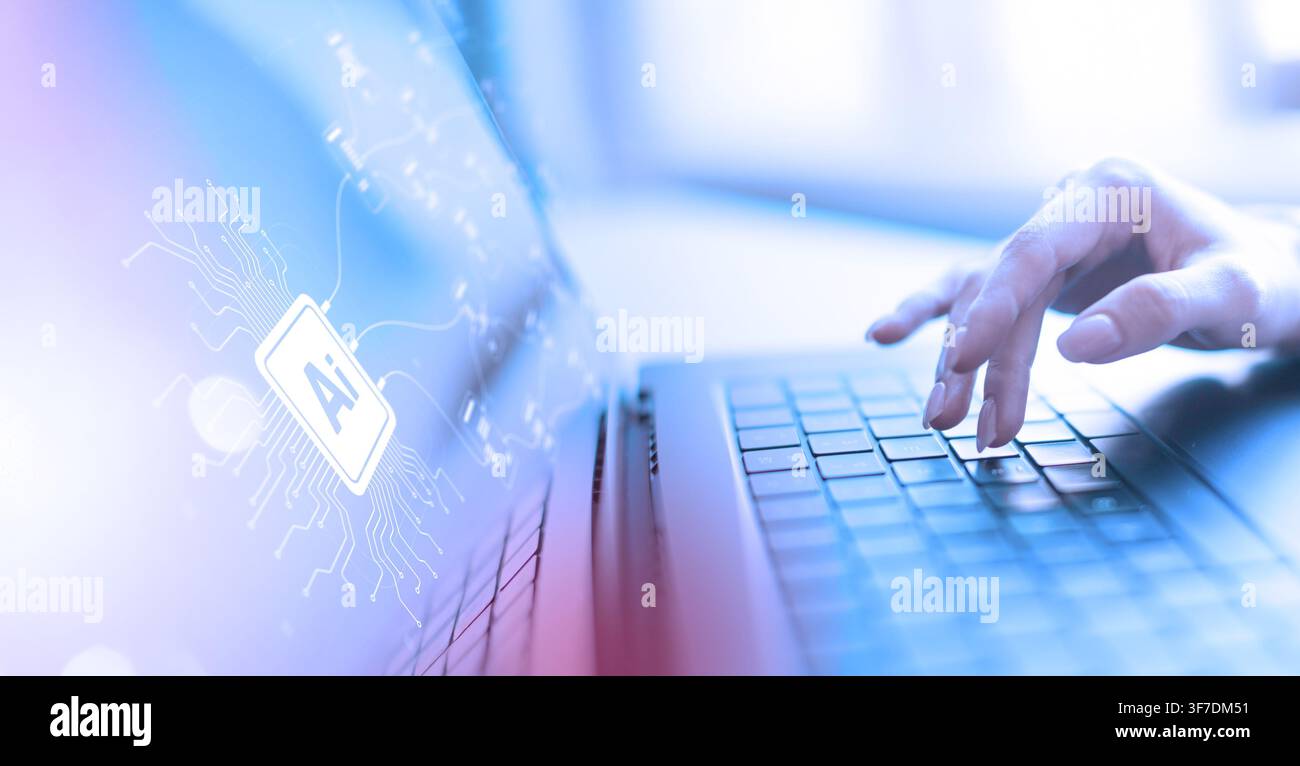 AI artificial intelligence platform for business automation and data processing with human interaction Stock Photo