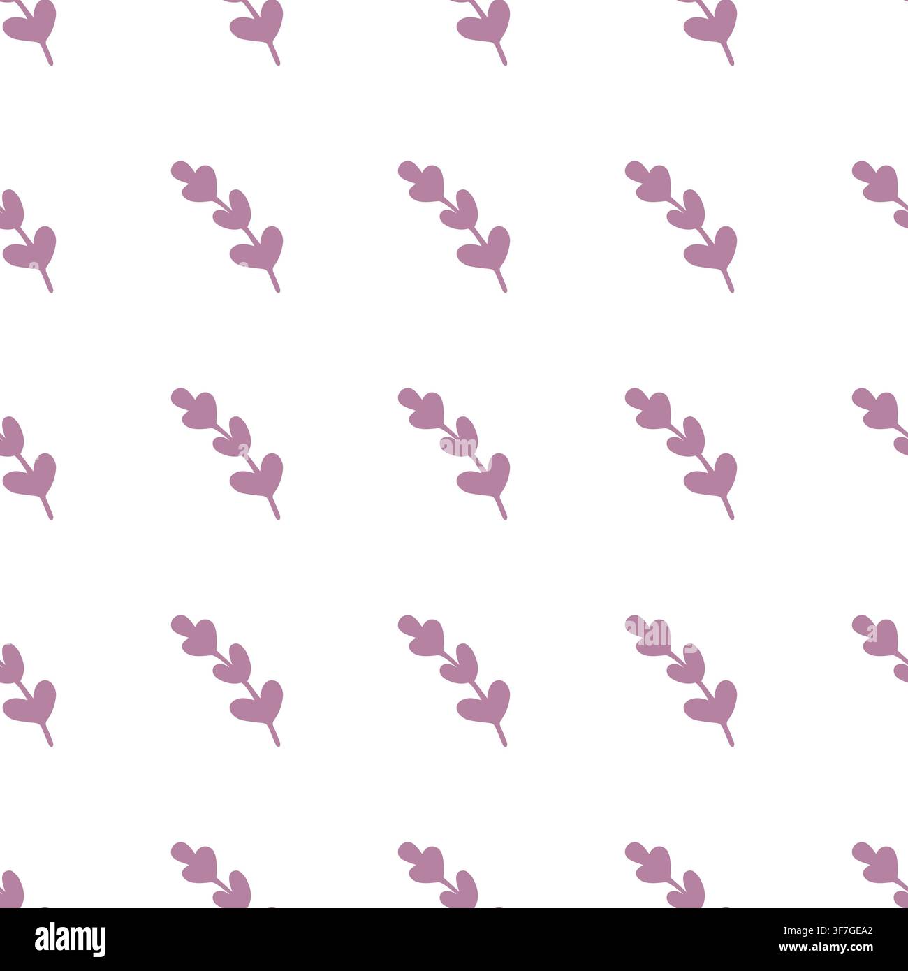 Vector seamless pattern with purple lavender branches on white background. Minimalist floral print for cosmetic packaging, paper, and textile. Stock Vector