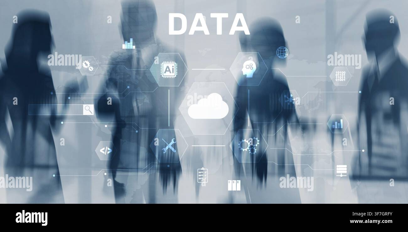 AI artificial intelligence system for business data analysis and cloud storage with people interaction Stock Photo