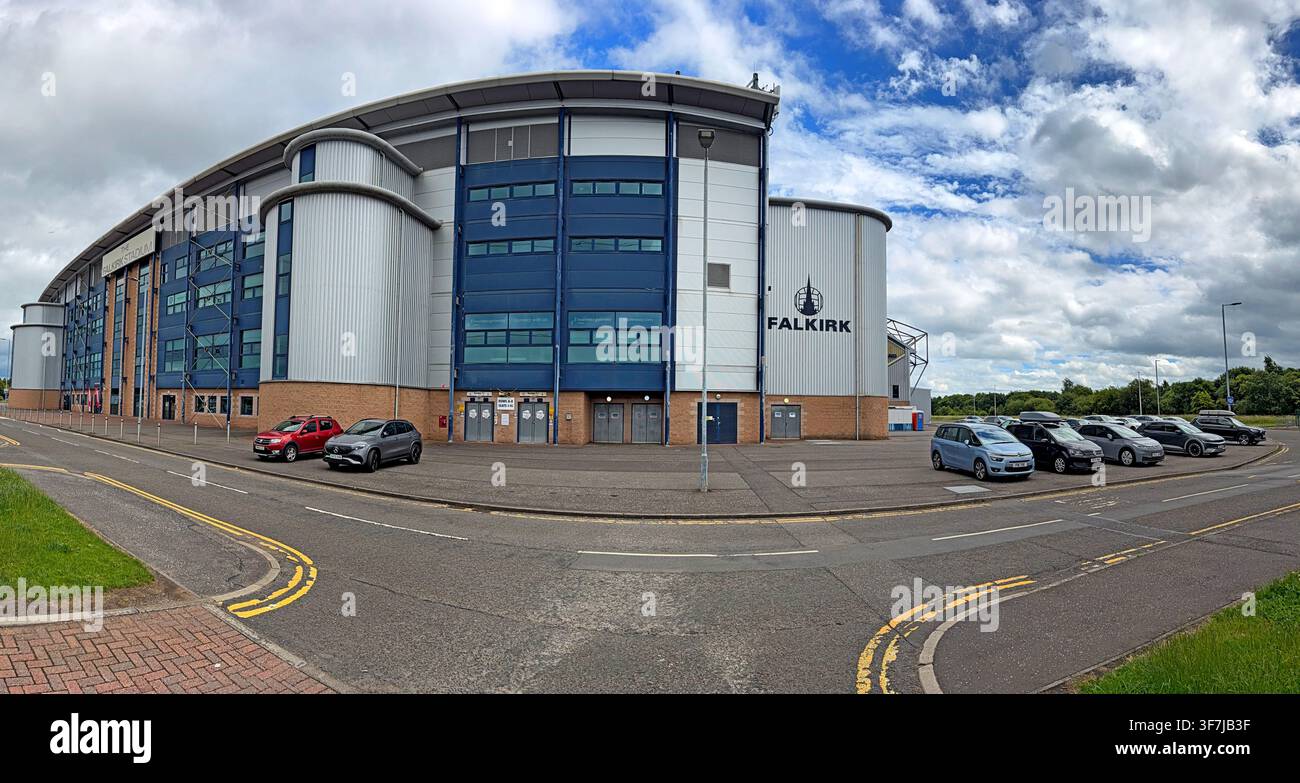 Panorama Falkirk FC and council offices, Scotland Stock Photo
