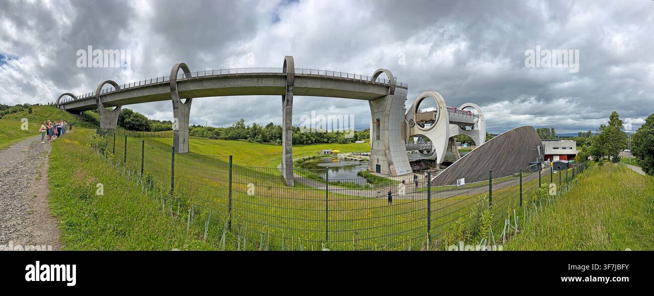 Falkirk Wheel panorama, Scotland, UK Stock Photo