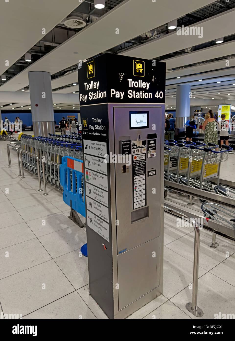 Airport Trolleys Manchester Airport Stock Photo