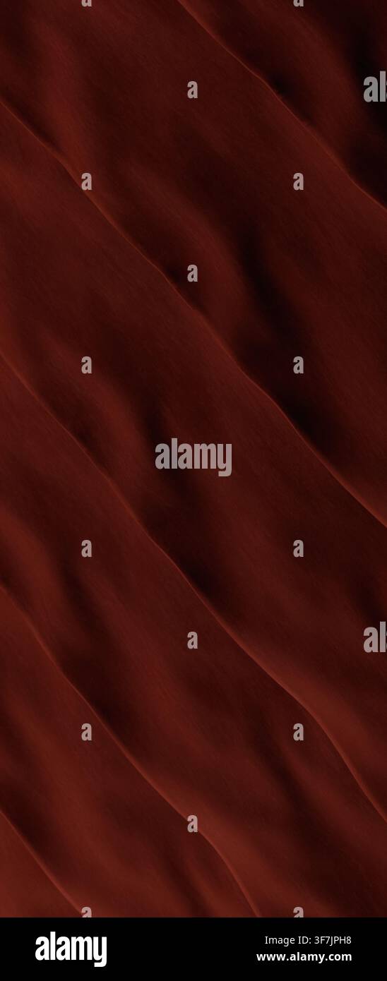Deep red abstract fabric texture with flowing diagonal stripes. Smooth, undulating surface with soft gradients. Excellent copy-space, ideal for minima Stock Photo
