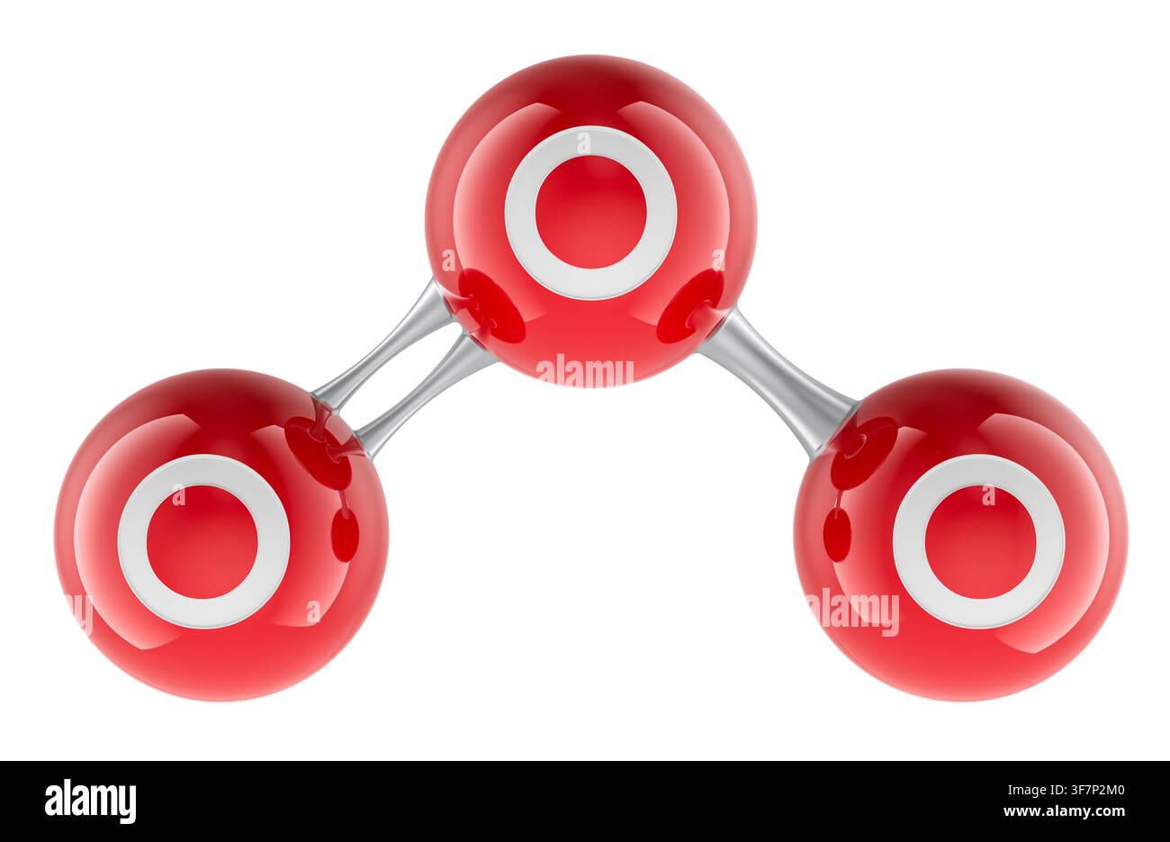 Ozone molecule O3 model, 3d rendering isolated on white background Stock Photo