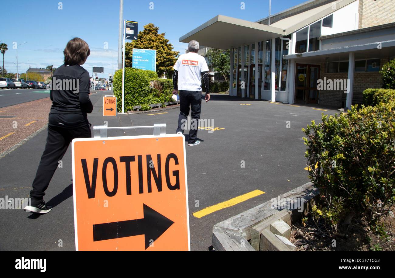 FILE - A couple arrive to vote at a polling station in Auckland, New ...