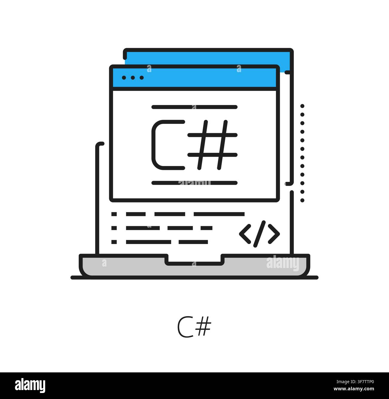 Software, program language code line icon or sign. Computer system technology line pictogram, program code programing sign. Software engineering icon Stock Vector