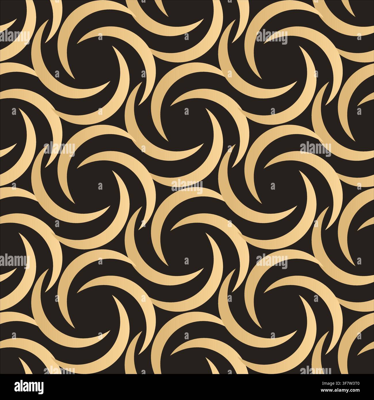 Luxury gold geometric swirl seamless pattern vector background. Stock Vector