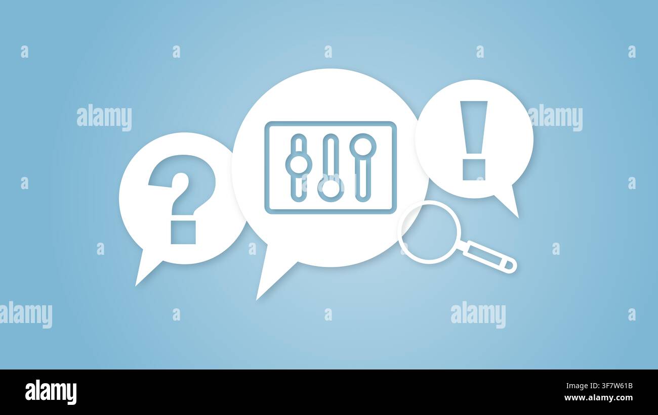 Settings adjustment icon inside a speech bubble with a question mark ...