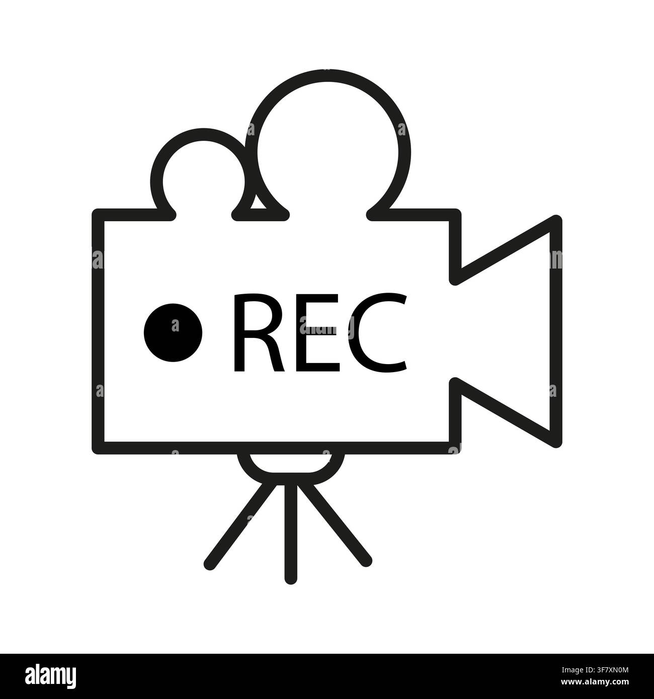 Video camera recorder outline vector icon features line art. It visualizes movie production equipment. eps 10 Stock Vector
