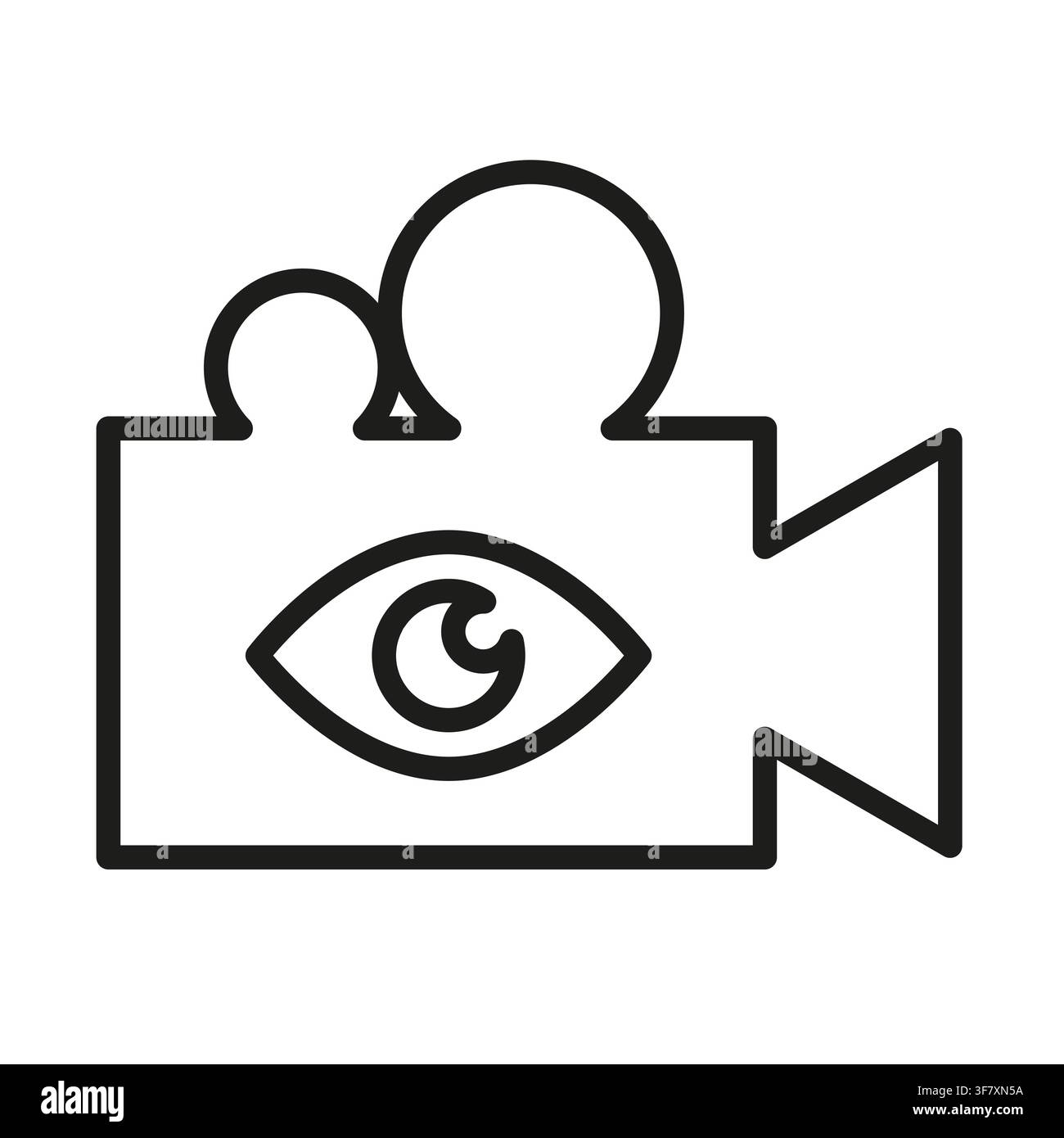Video camera recorder eye vision outline vector icon features line art. It visualizes movie production watch view. eps 10 Stock Vector