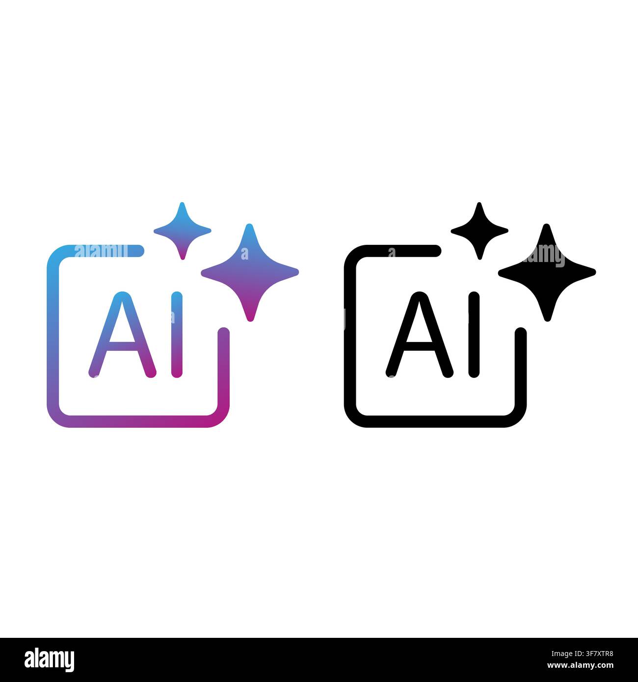 Artificial intelligence technology gradient vector set features magic sparkles. It highlights smart automated algorithm tools. eps 10 Stock Vector