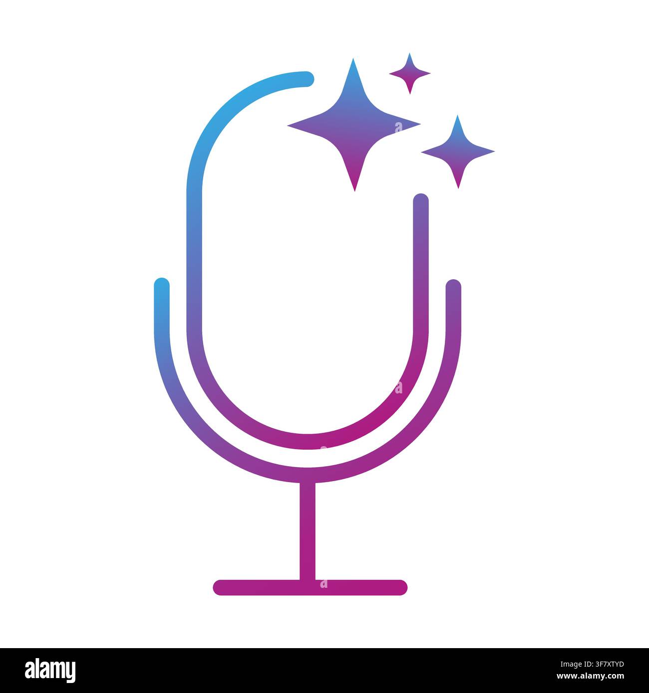 Studio microphone broadcast gradient vector icon features ai sparkles. It visualizes smart voice recognition software. eps 10 Stock Vector
