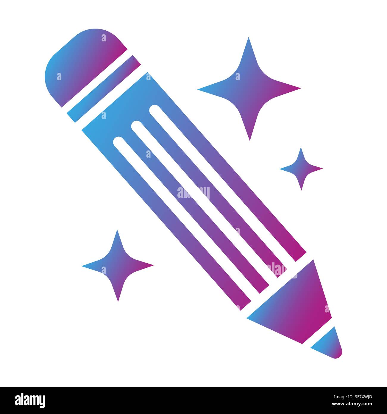 Pencil writing tool gradient vector icon features ai sparkles. It visualizes smart automated text generation. eps 10 Stock Vector