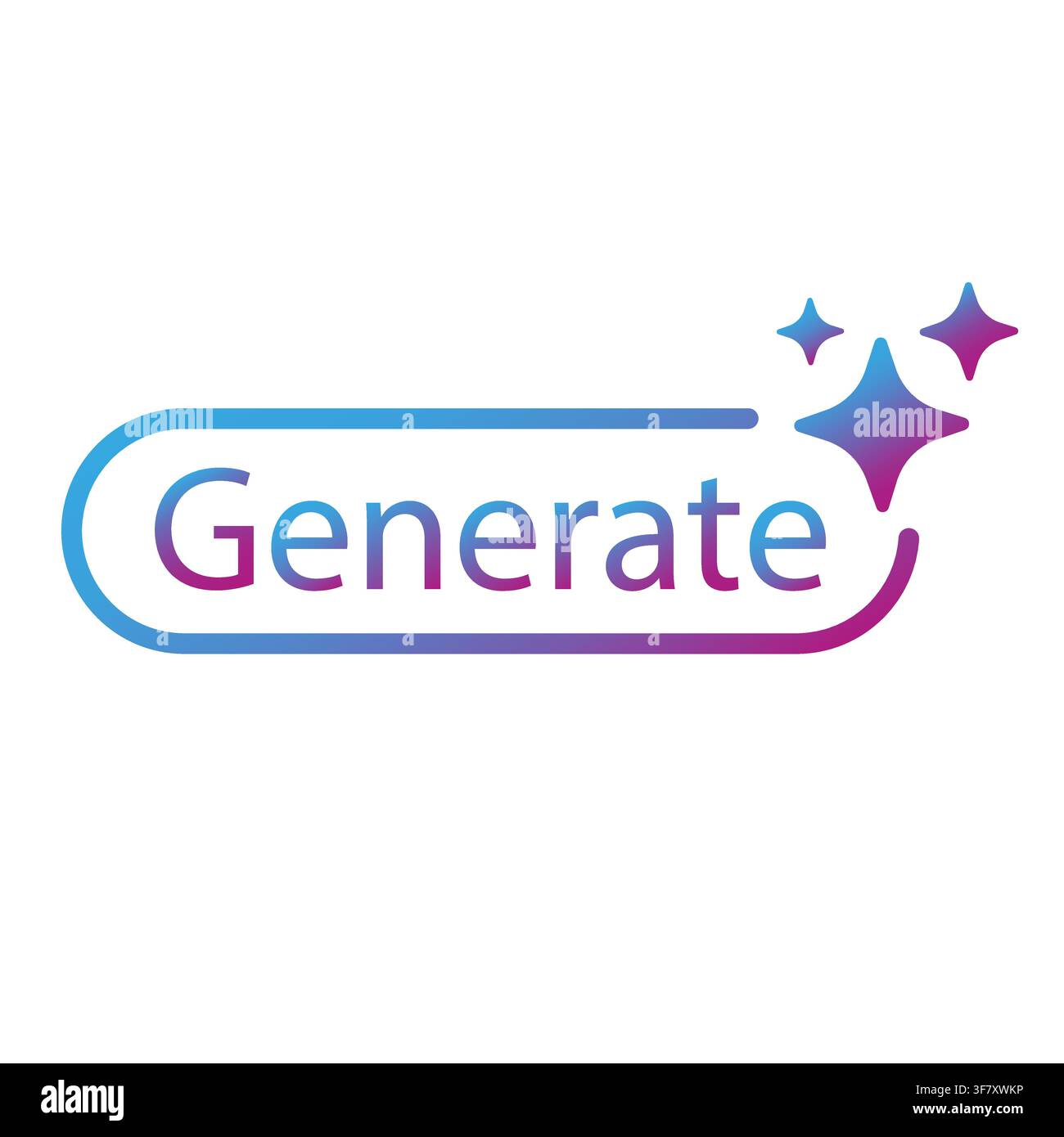 Generate text button gradient vector icon features ai interface. It highlights smart automated content creation. eps 10 Stock Vector