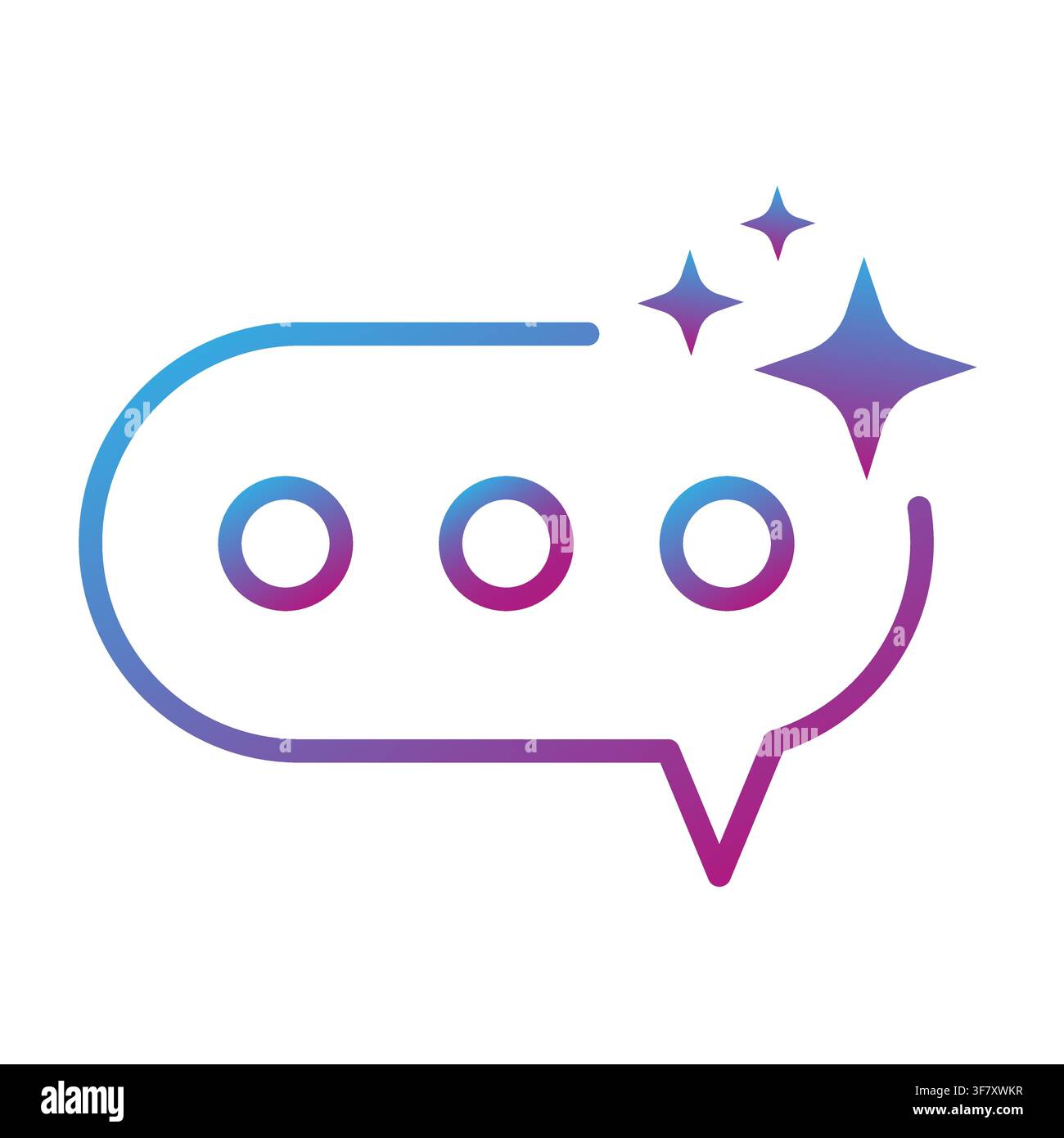 Chat bubble speech balloon gradient vector icon features ai sparkles. It represents smart chatbot response systems. eps 10 Stock Vector