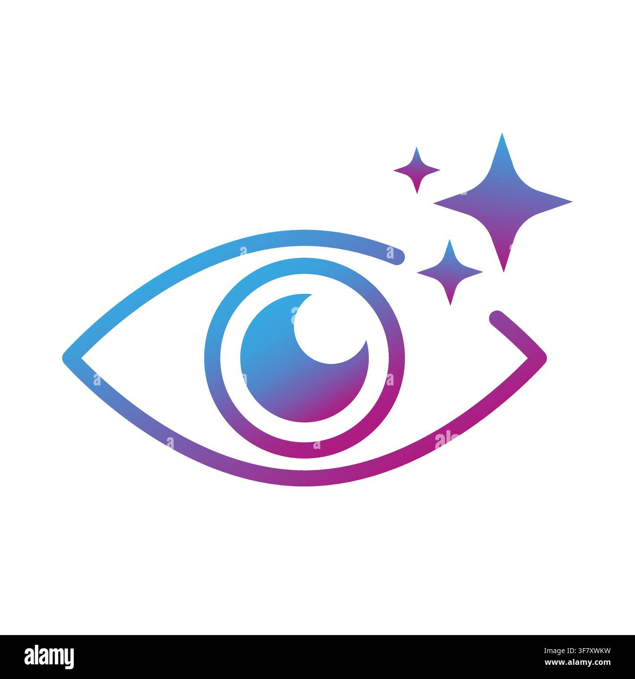 Human eye vision gradient vector icon features ai sparkles. It represents smart automated visual observation. eps 10 Stock Vector