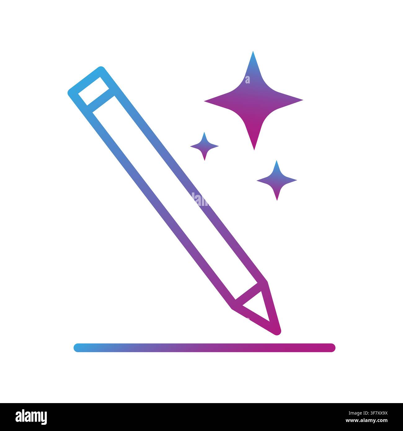 Pencil writing tool gradient vector icon features ai sparkles. It visualizes smart automated text generation. eps 10 Stock Vector