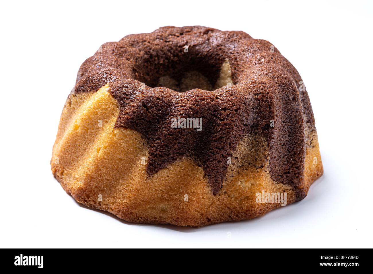 Marble bundt cake isolated on white background Stock Photo