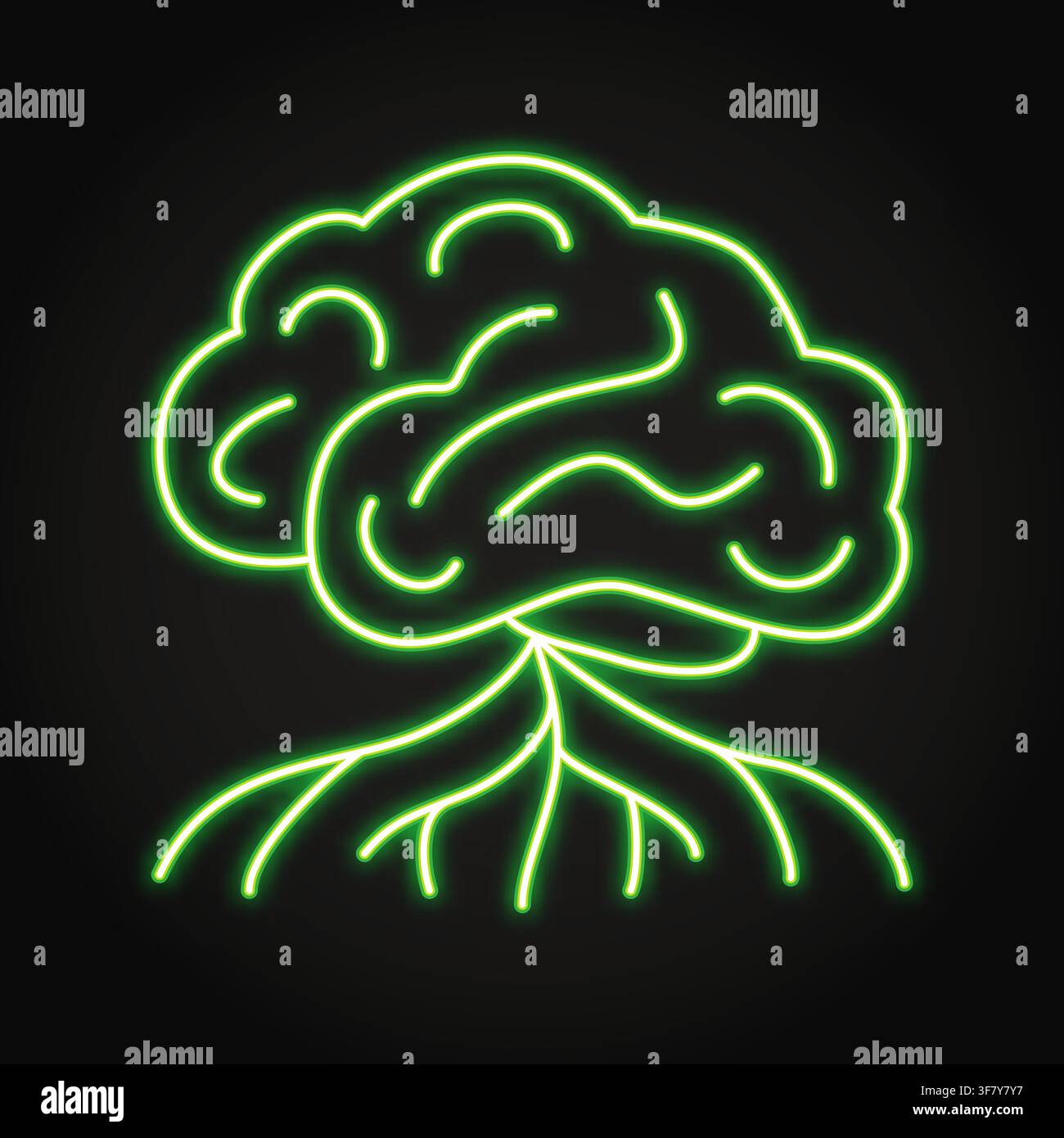 Brain and nervous system neon icon. Vector illustration. Stock Vector