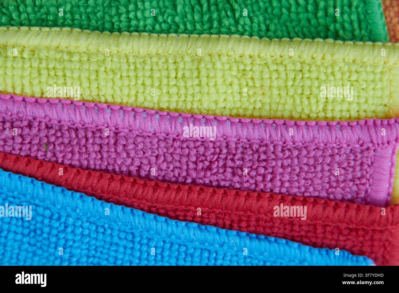multi colored towels for cleaning the room Stock Photo
