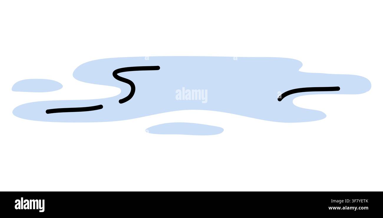 Blue water puddle vector illustration isolated on white background Stock Vector