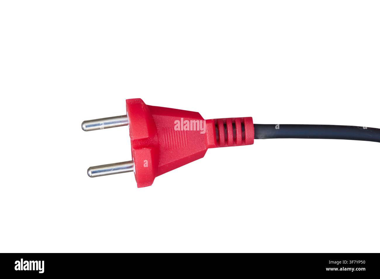 red electric plug with black cable isolated on white background Stock Photo