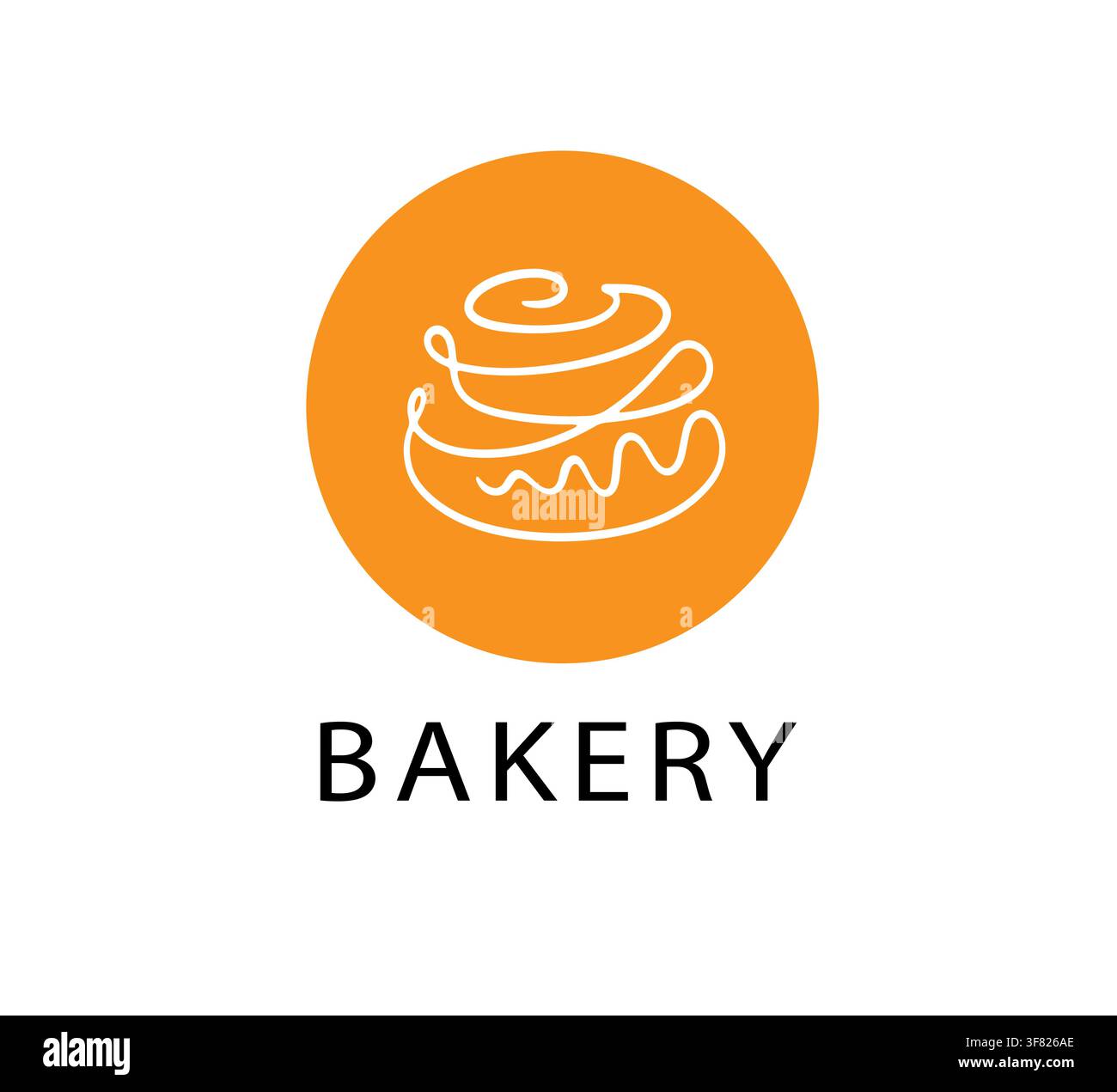 Minimal bakery logo cinnamon roll inside a circle Stock Vector