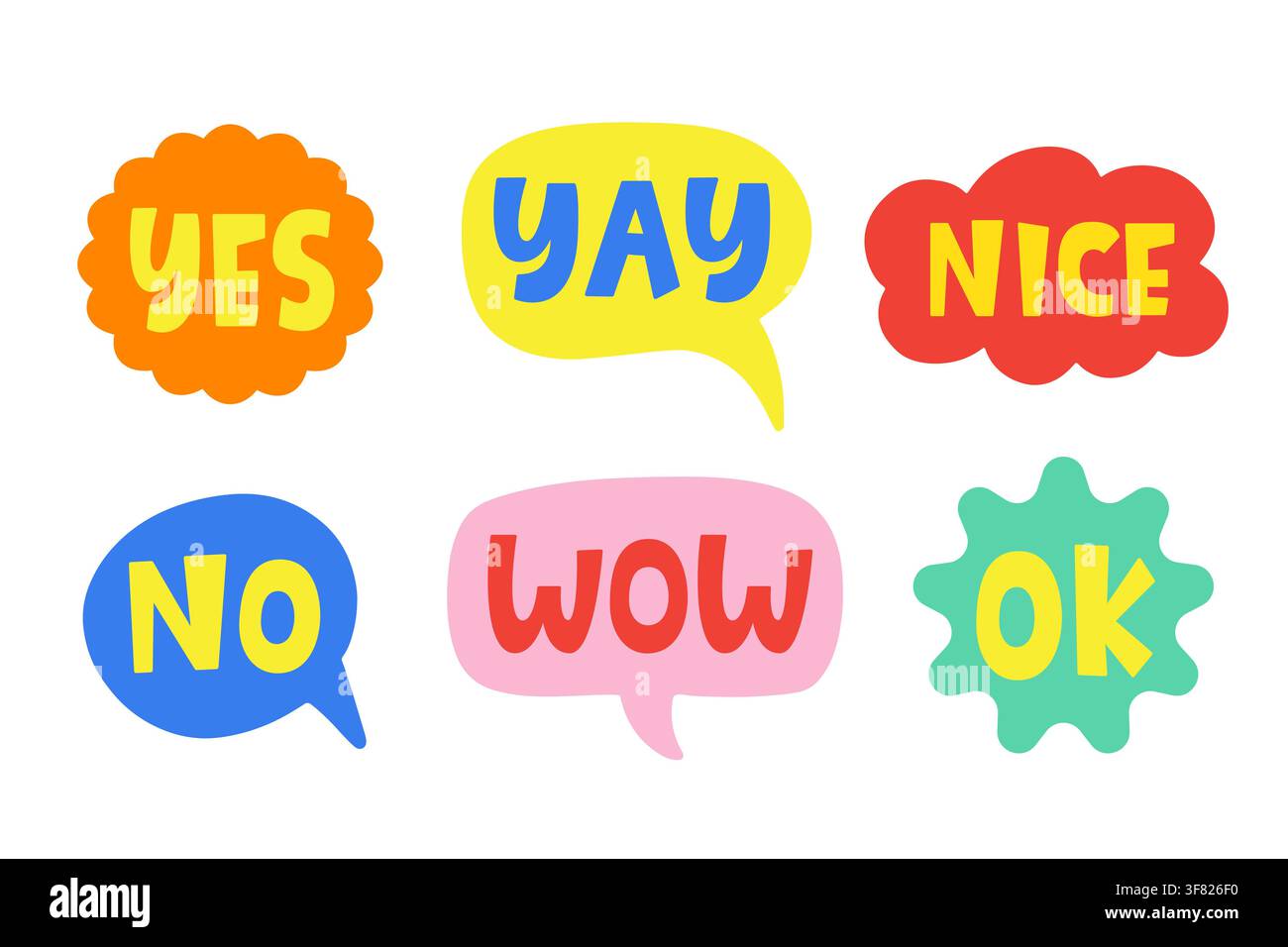 Comic Chat Sticker collection. Speech Clouds set Stock Vector