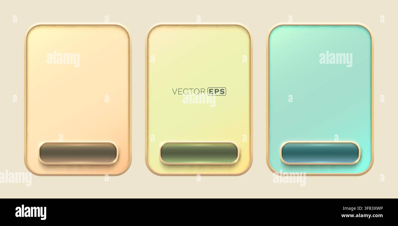 Elegant Neumorphic Design Templates with Soft Pastel Backgrounds for modern UI and web elements. Vector illustration. Stock Vector