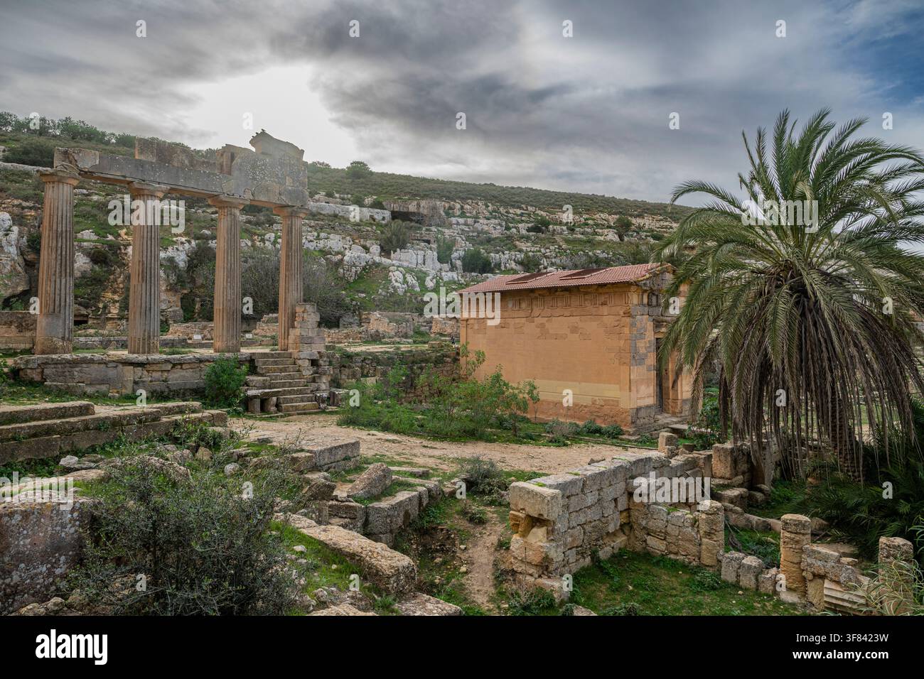 Exploring the ruins of Cyrene in Eastern Libya at UNESCO World Heritage Site Stock Photo