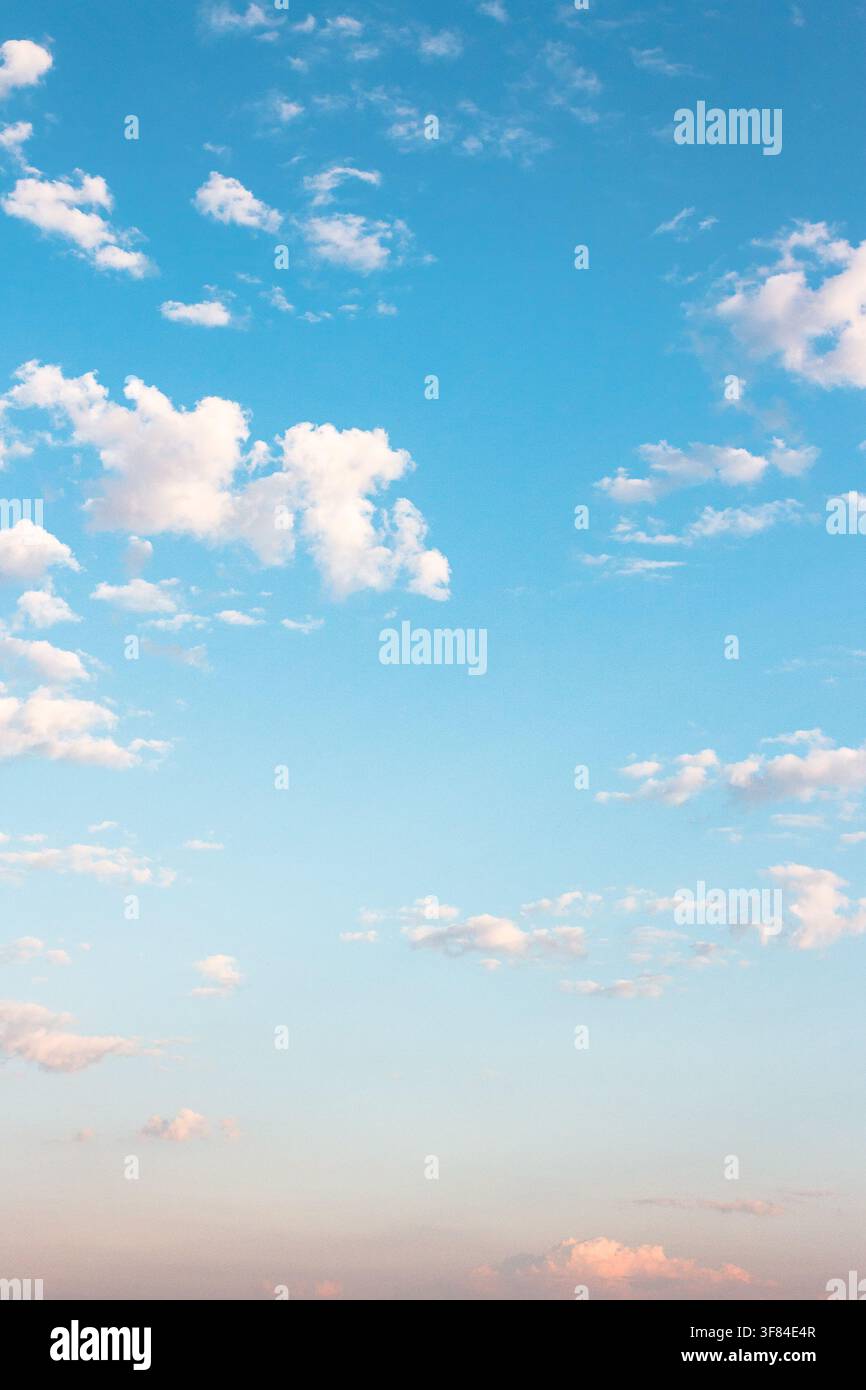 tranquil weather background. nature with fluffy clouds on the blue sky. atmospheric morning wallpaper Stock Photo