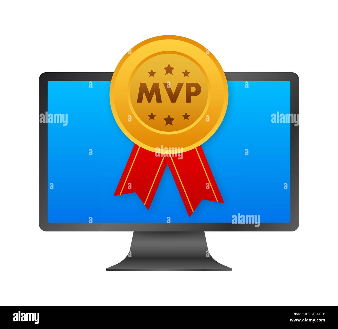 MVP award medal appearing on computer screen Stock Vector