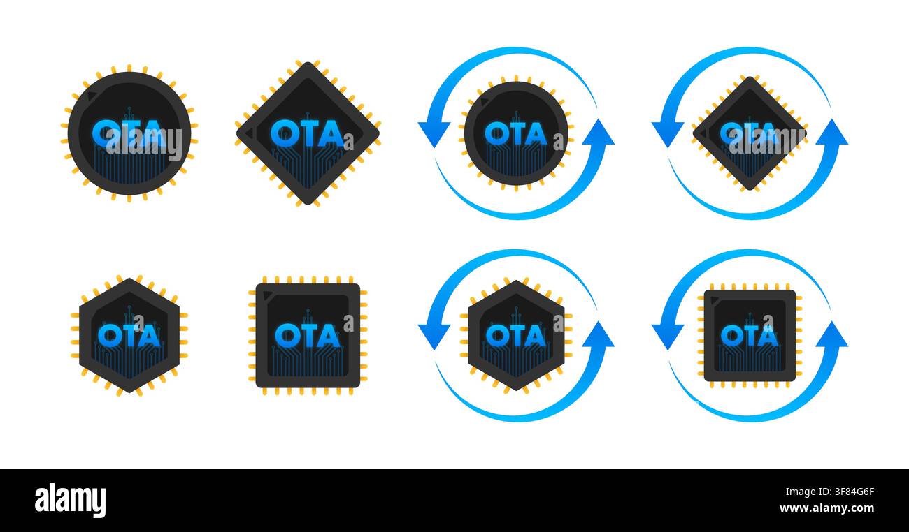 OTA update chips with wireless firmware synchronization Stock Vector