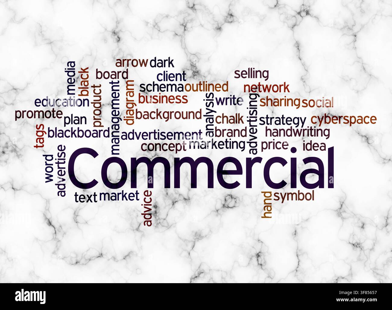 Word Cloud with COMMERCIAL concept create with text only. Stock Photo