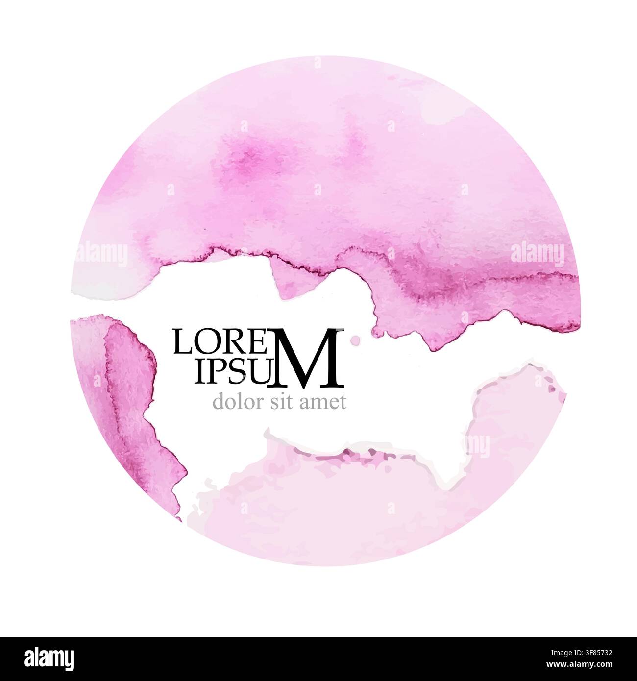Pink round watercolor frame for text. Vector illustration Stock Vector