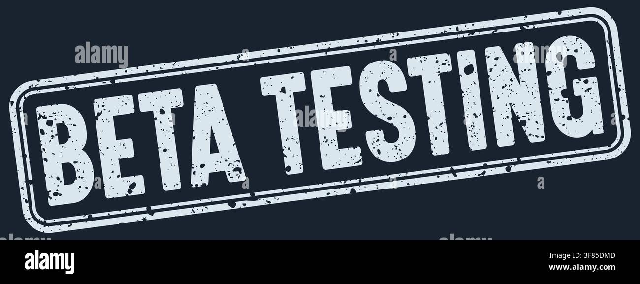 beta testing stamp. beta testing white grunge stamp on dark blue background Stock Vector