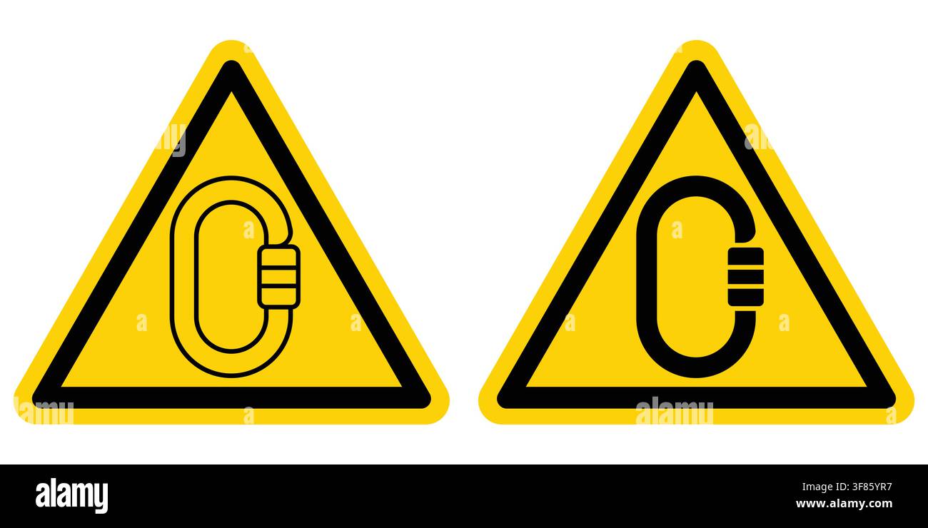 This image features a caution sign with a safety lock icon, suitable for climbing and outdoor sports. Designed to promote safety awareness and precaut Stock Vector
