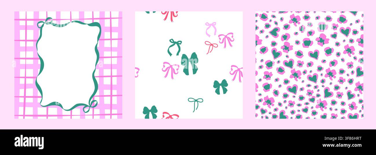 Cute Pink Pattern Collection Stock Vector