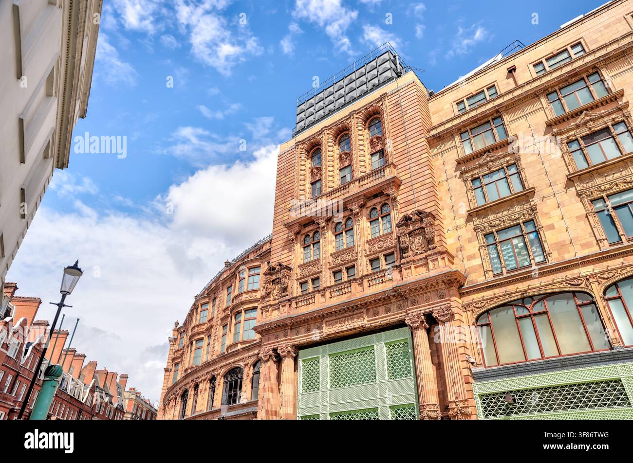 The Edwardian facade of Harrods Brompton Road Knightsbridge London